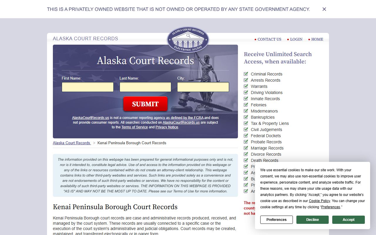 kalifornsky divorce decree records - alaska court records kenai