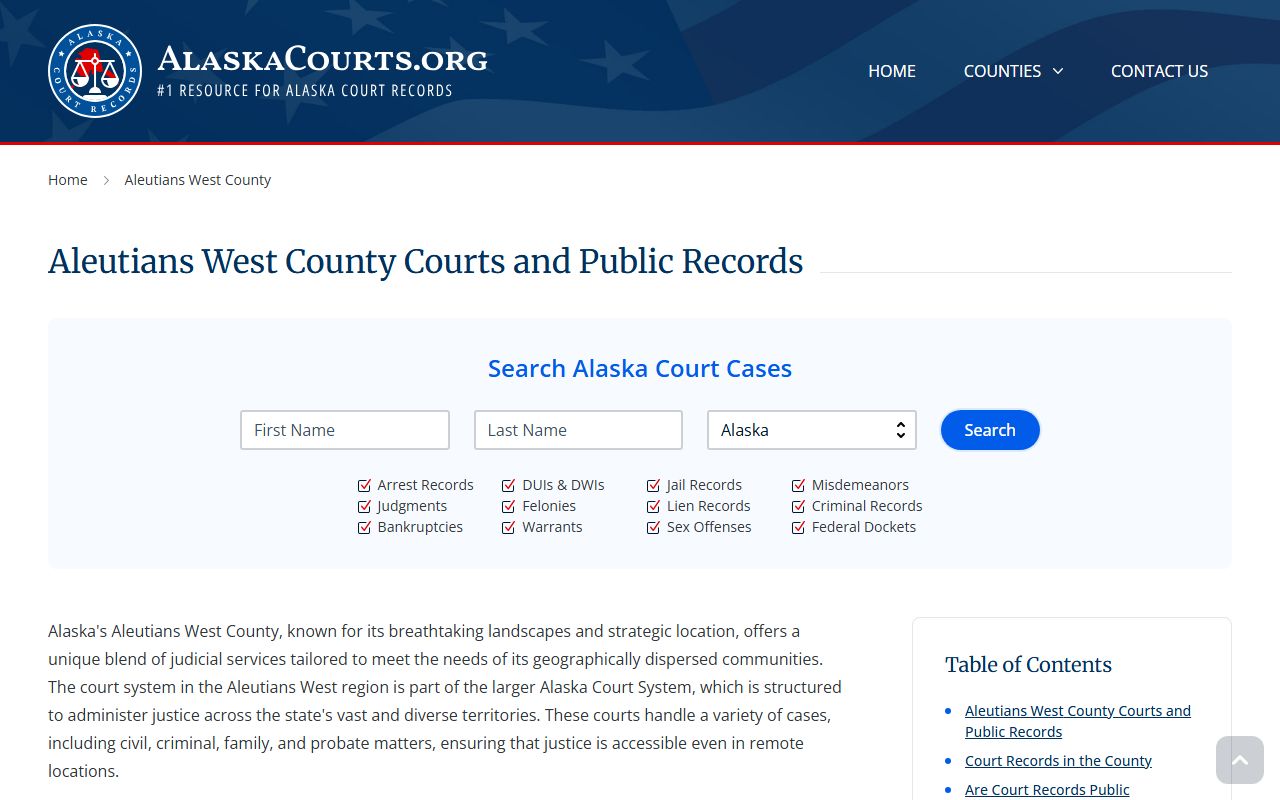 Aleutians West Census Area divorce decree records - county records portal