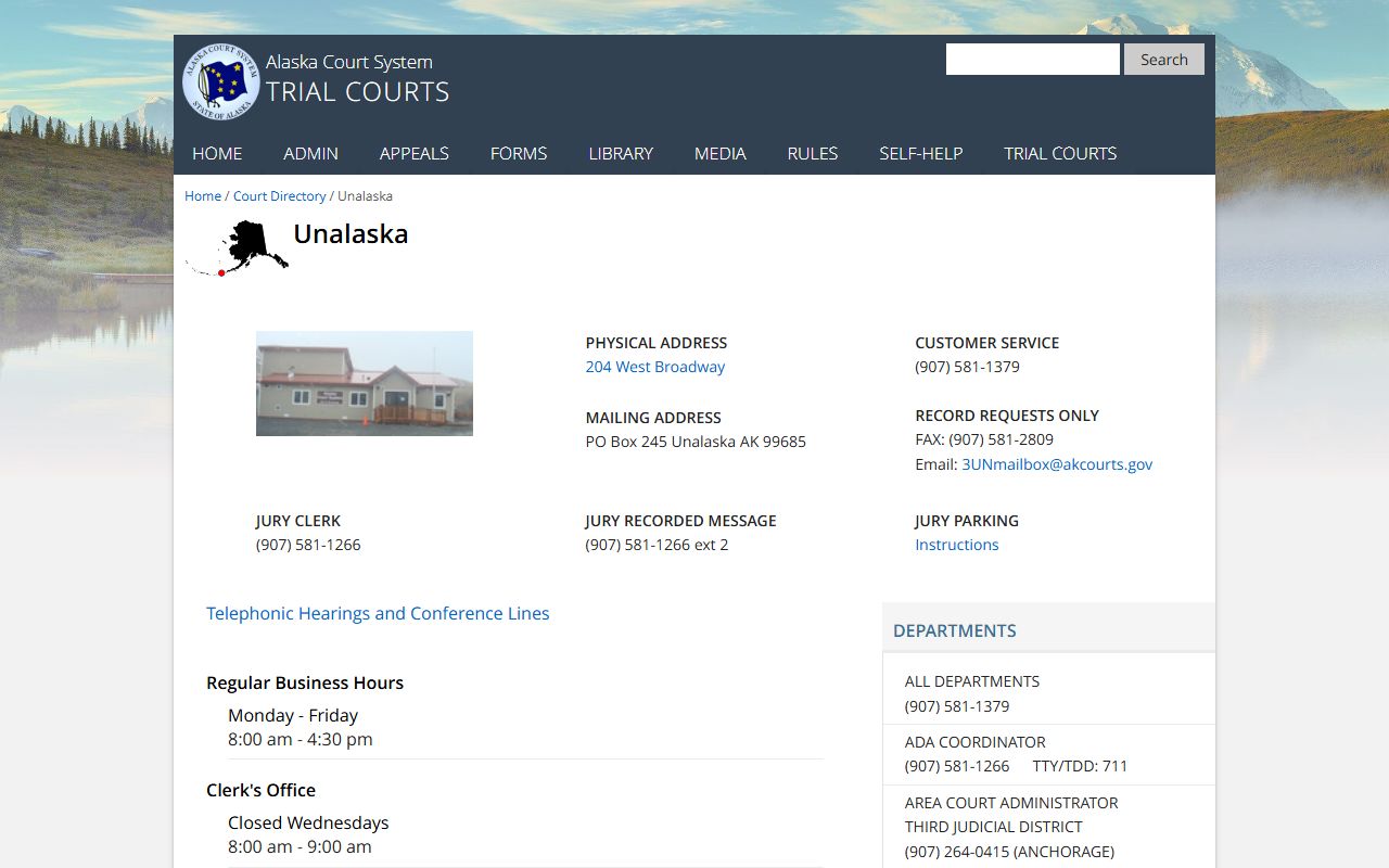 Aleutians West Census Area divorce decree records - Unalaska court directory
