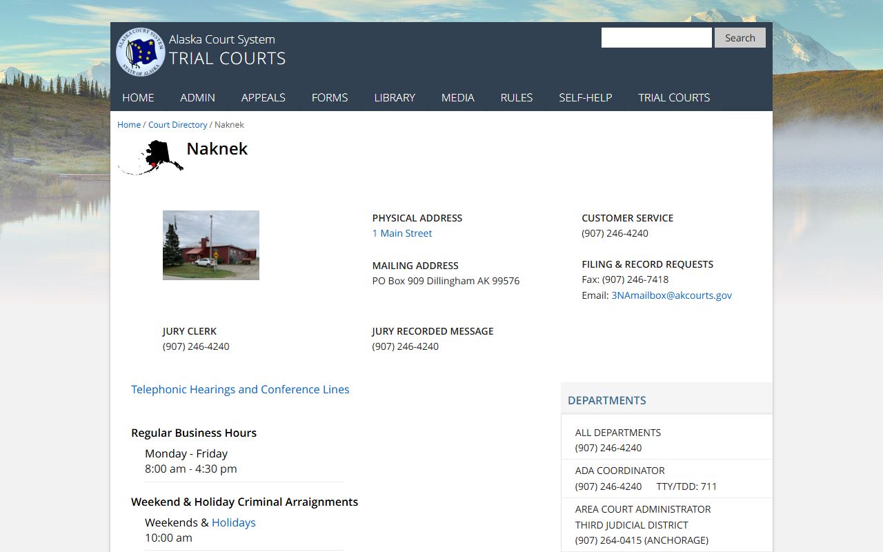 Bristol Bay Borough Naknek District Court directory for divorce decree reference