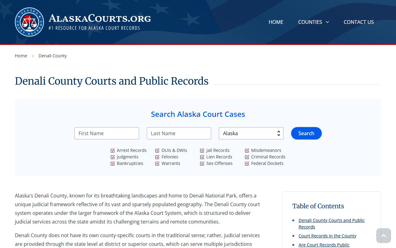 Denali Borough divorce decree records - Alaska Courts information portal