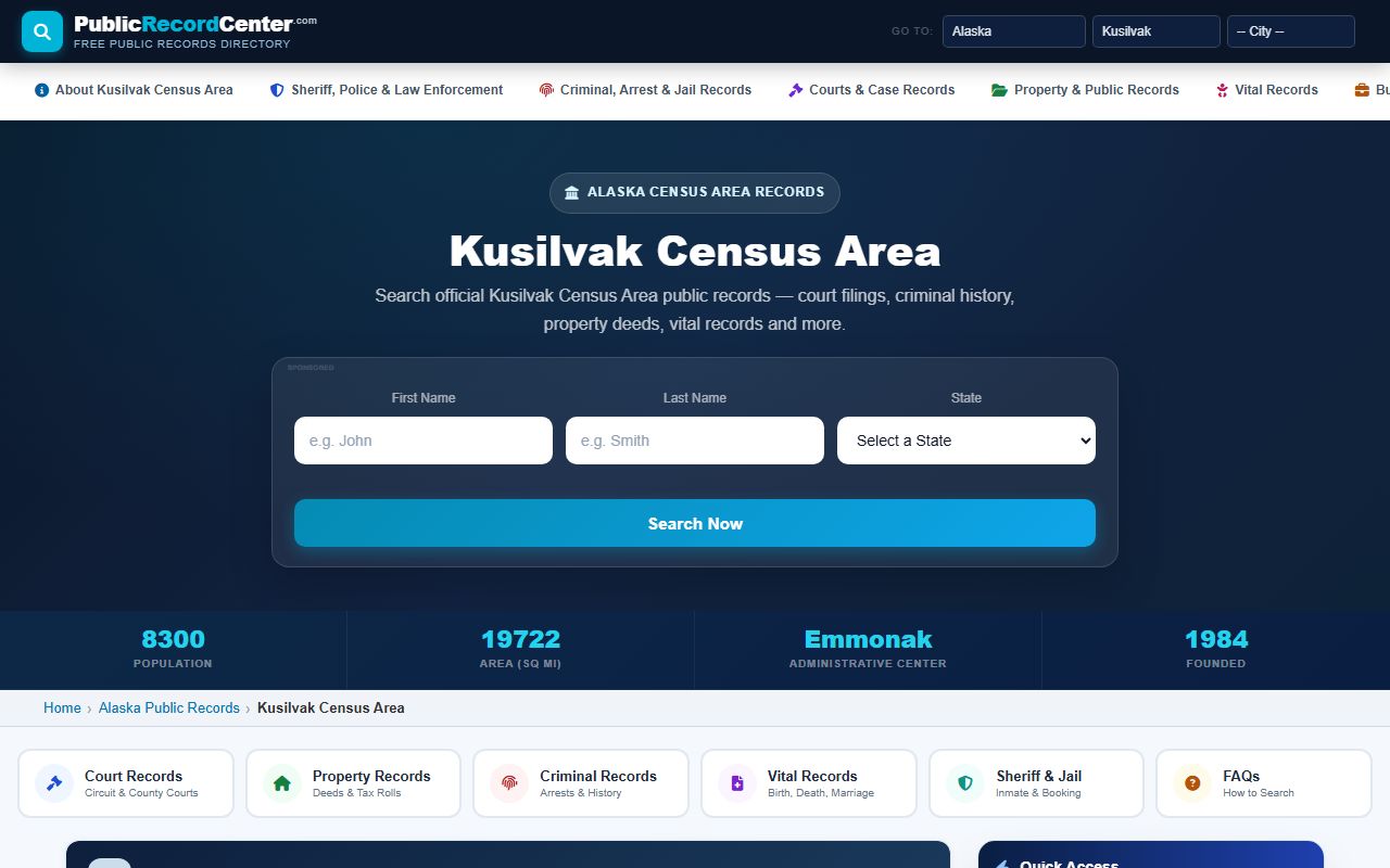 Kusilvak Census Area divorce decree public records