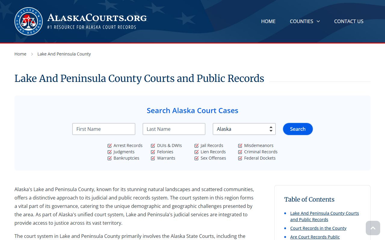 Lake and Peninsula Borough divorce decree records lookup