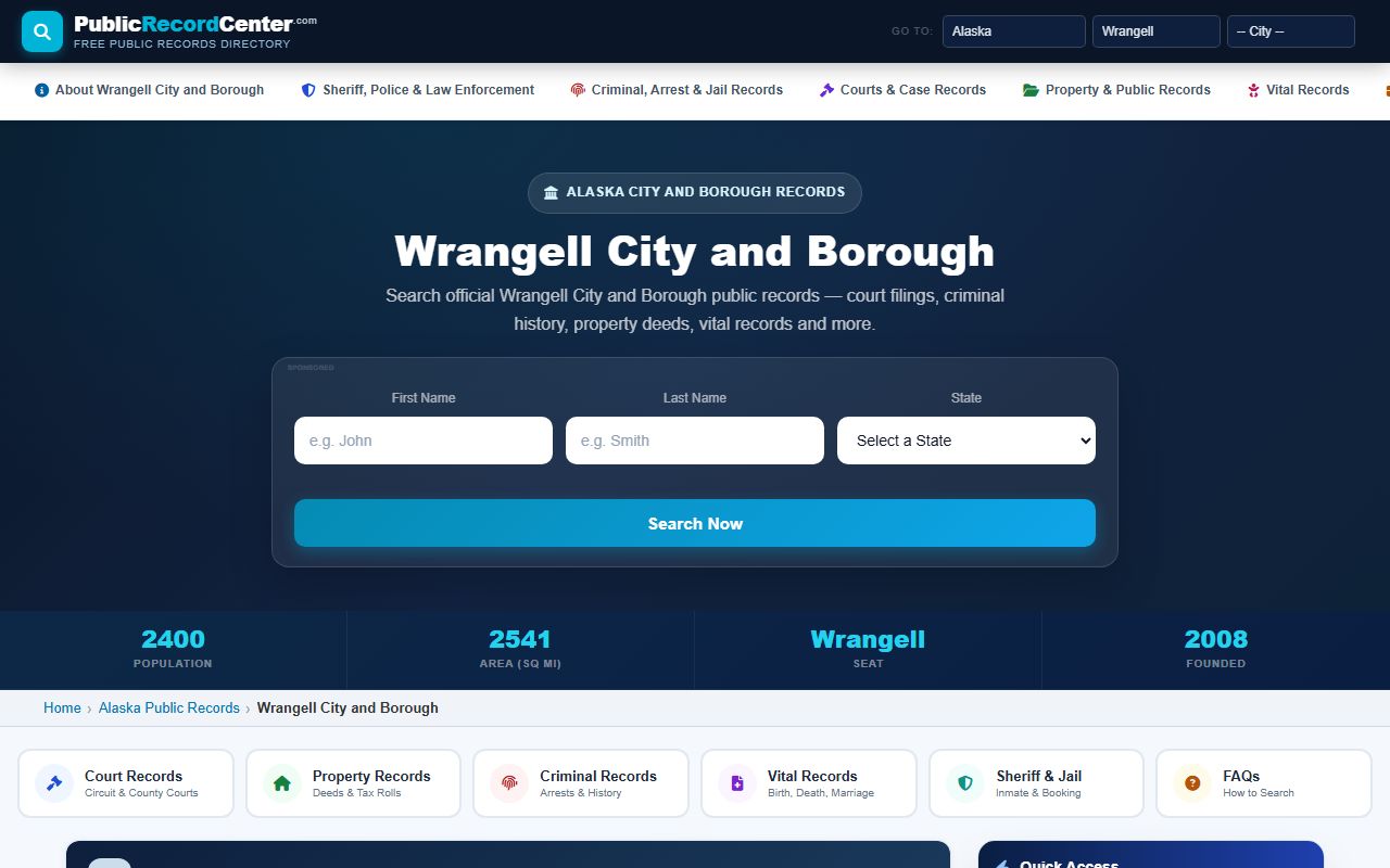 Wrangell City and Borough public record center for divorce decree records